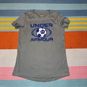 Under Armour Gray Blue Tee Shirt Youth Kids Size Small